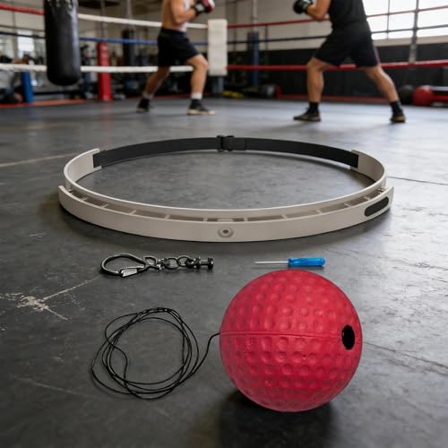 Boxing Reflex Ball, Wearable Fitness Gear, 6in Training Reaction Tool, Silicone Headband Material SPU Detail, Boxing Ball with Adjustable Strap, Living Room Bedroom Gym Men Women Teens Use - color: red hard ball