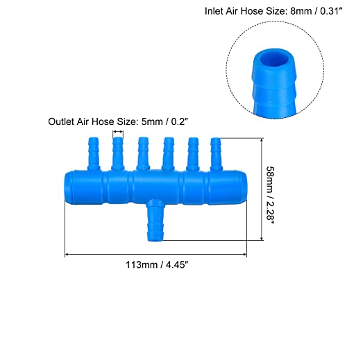uxcell 2Pcs 8mm to 5.5mm 6 Ways Air Line Tubing Splitter Connector Fish Tank Oxygen Pipe Air Tubing Adapter for Aquarium, Blue - style: 6 Ways