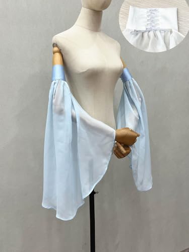 Detachable Sleeves for Wedding Dresses Chiffon Bell Sleeve Arm Covers Victorian Gothic Bridal Gown Accessories - color: Light Blue
