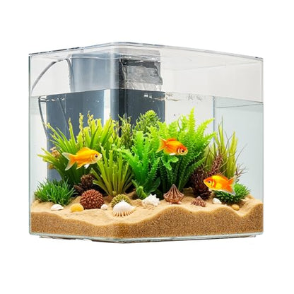 VEVOR Fish Tank Aquarium, 3.5 Gallon, Arch Design, Ultra-Clear GPPS Smart Tank with Adjustable 3-Color Lighting, Self-Cleaning System for Freshwater & Saltwater Fish - Home, Office Use