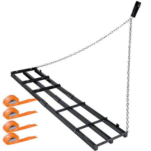 8 FT Drag Harrow Driveway Grader with 6 FT Chain | Tow Behind Lawn Rake for ATV, UTV, Tractor, Mower, Land Leveler for Gravel, Sand, Soil, Hay - size: 8 FT
