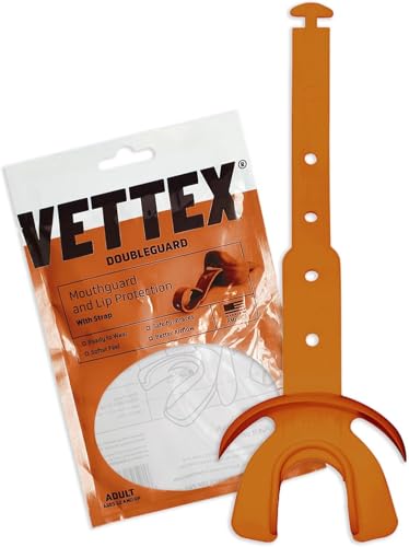 Vettex DoubleGuard Mouth Guard with Lip Protection, Texas Orange | Football, Lacrosse, MMA, Boxing, Adjustable Helmet Strap, Braces Friendly, 2 Breathing Channels, NCAA & NFHS Certified - color: Texas Orange