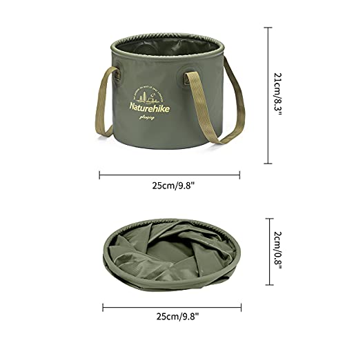 Naturehike Multifunctional Collapsible Water Basin, Folding Tub, Portable Bin, Lightweight Foldable Bucket with Handles for Camping, Dish Washing, Laundry, Fishing, Hiking - color: Army Green