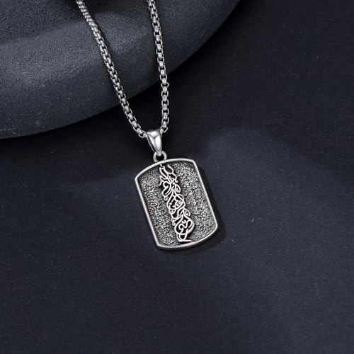 Allah Necklace 925 Sterling Silver Lotus Allah Pendant Arabic Muslim Jewelry for Women Men - style: Style-3
