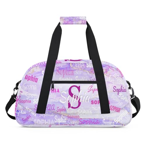 Custom Dance Bag Girls, Duffel Bag Women, Purple Marble Texture | Personalized Name Gymnastics Barrel Ballet Sport Cheerleader Bag - color: Color 19