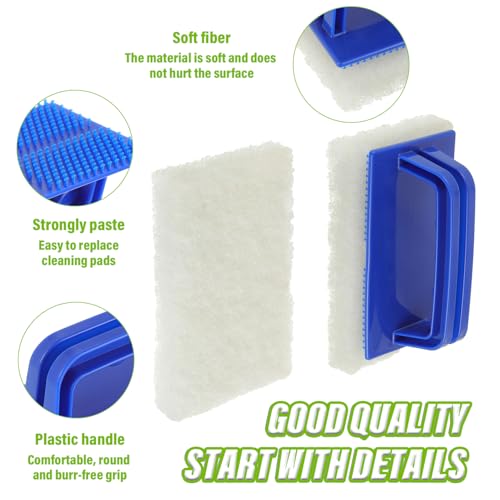 5 Pack Electric Cleaning Brush Pad Kitchen Bathroom Household Cleaning Pad Swimming Pool wall Cleaning Brush Heavy Duty Griddle Scrubber Scouring Pad and 1 Pack Handle kit(White) - color: White