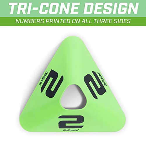 GoSports Modern Sports Cones - 12 Pack with Numbered Cones - Great for Soccer, Basketball, Football and More