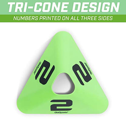 GoSports Modern Sports Cones - 12 Pack with Numbered Cones - Great for Soccer, Basketball, Football and More