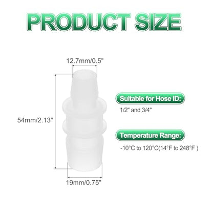 PATIKIL Hose Barb Reducer, 3 Pcs 3/4" to 1/2" Hose ID Connectors Joint Plastic Pipe Fitting Splicer Mender Union Adapter for Air Water Fuel Gas Aquarium, White - size: 3/4" to 1/2"