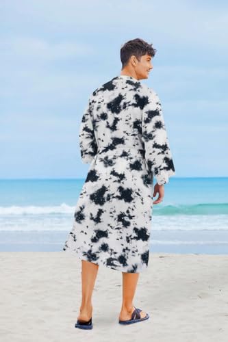 COOFANDY Men Lightweight 2 Piece Kimono Robe with Shorts Japanese Robes Casual Open Front Long Cardigan With Belt - color: White(tie Dye), size: Small