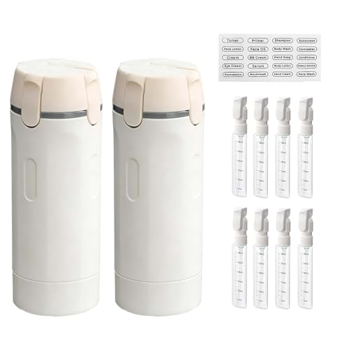 4 in 1 Travel Dispenser Bottle for Toiletries, TSA Approved Portable 30ML 4 Pack Leak-Proof Pump Containers with Waterproof Label,Environmentally Friendly Travel Soap Dispenser for Gym,Travel Use - color: White 2pc