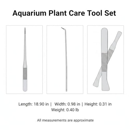 Aquarium Maintenance Tool Set - 430 Stainless Steel Long Reach Scissors, Tweezers & Sand Shovel for Fish Tanks - size: 18.9 x 0.98 x 0.31 in