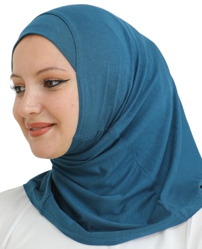 Prien Sport Instant Hijab For Women, Muslim Cotton Turban, Soft Head Scarf, Ready To Wear Hijabs Prayer Clothes, Islamic Wear - color: Turquoise