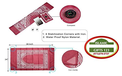 Portable Pocket Prayer Mat Muslim Travel Praying Rug Islamic Prayer Rug Islamic Wedding Favor Islamic Favors Islamic Gifts Eid Gifts(1, Burgundy) - color: Burgundy