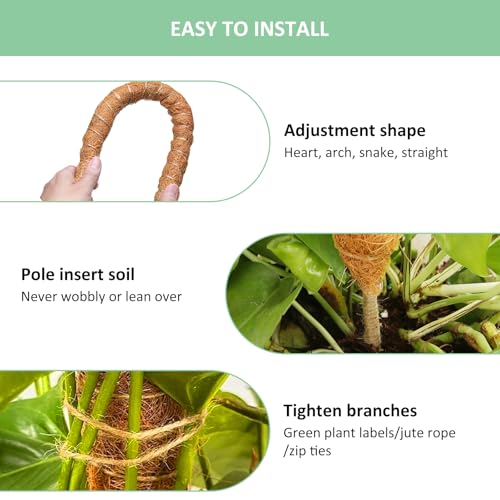 Numola 2 Pack Moss Pole Monstera Plant Support Stakes for Indoor Plants, 28 Inch Bendable Coir Trellis Plant Stick Support for Potted Climbers to Grow Upwards, Vines Traction Clips with Repotting Mat