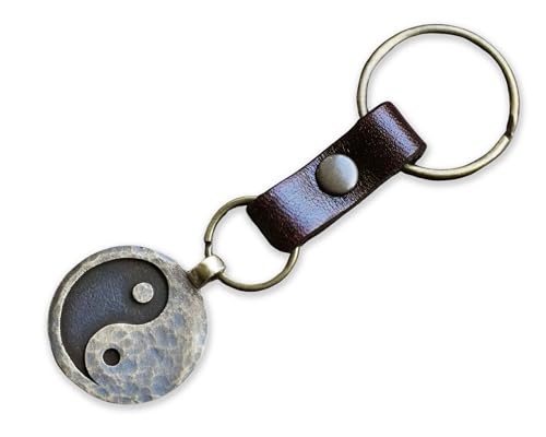 Baldur Jewelry Viking Wolf Yin Yang Necklace, Brass Norse Pendant - color: Yin Yang Keychain - Brass