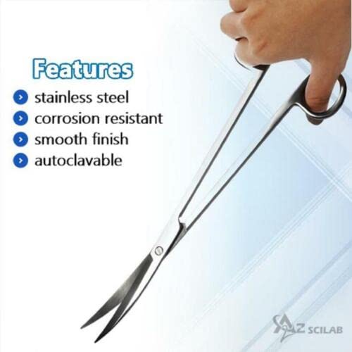 A2Z-Aquascaping Maintenance Tools Accessories,Anti-Rust Stainless Steel Tweezers Scissors Spatula for Aquarium Tank Clean, Fish Tank, Bonsai, Algae Scrapers (12" Scissors - Curved - Silver) - size: 12" Scissors - Curved - Silver