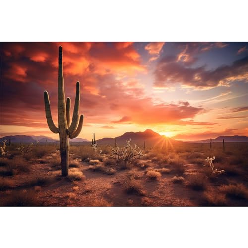 Reptile Tank Backdrop Sunset Desert Terrarium Background Saguaro Cacti Silhouetted Against Sunset Sky Rugged Terrain Vibrant Desert Colors Jungle Landscape Tank Backdrop 48x24in - color: Cacti Green, size: 48(W)x24(H)inches/ 120(W)*60cm(H)