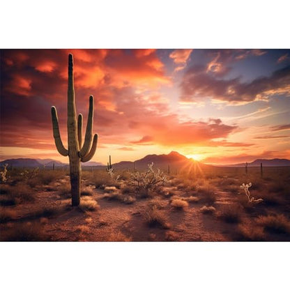 Reptile Tank Backdrop Sunset Desert Terrarium Background Saguaro Cacti Silhouetted Against Sunset Sky Rugged Terrain Vibrant Desert Colors Jungle Landscape Tank Backdrop 48x24in - color: Cacti Green, size: 48(W)x24(H)inches/ 120(W)*60cm(H)