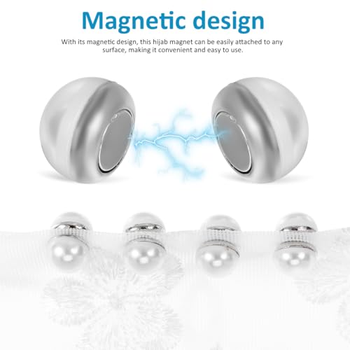 10 Pairs Pearl Magnetic Veil Weights Hijab Magnets for Wedding Veils Dress Weights for Wind Double-Sided Magnetic Pins for Scarves Clothing and Bridal Use