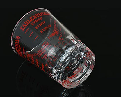 Measuring Cup 2 Pieces Shot Glass Measuring Cup with 4 Kinds of Measuring Scale for Small Amount Liquid (Red, 60ml) - color: Red, size: 60ml