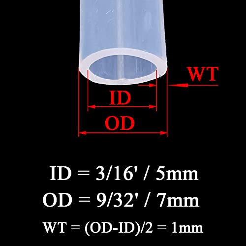 Silicone Tubing 3/16'(5mm) ID x 9/32'(7mm) OD 10ft(3m) Length Silicone Rubber Tube Air Hose for Gas Liquid Pump Transfer Clear - size: 9/32' x 3/16' x 10ft
