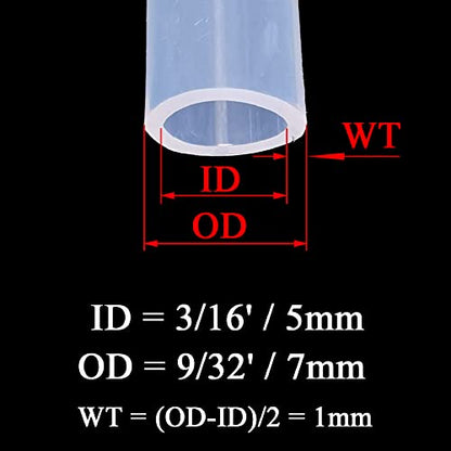 Silicone Tubing 3/16'(5mm) ID x 9/32'(7mm) OD 10ft(3m) Length Silicone Rubber Tube Air Hose for Gas Liquid Pump Transfer Clear - size: 9/32' x 3/16' x 10ft