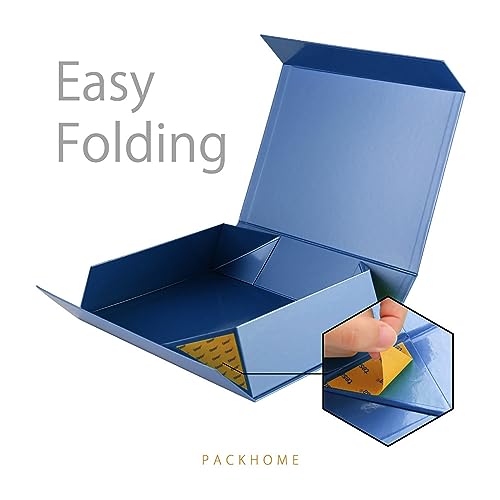 PACKHOME Large Gift Box 13.5x10x3.5 Inches, Sturdy Shirt Box with Magnetic Lid for Multiple Occasions (Glossy Blue) - color: 13x9.7x3.4 Inch-Blue-Pack of 1
