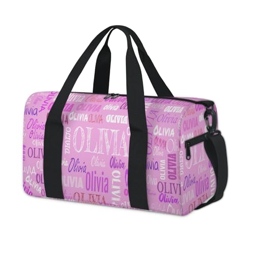 Custom Pink Small Sport Duffel Weekender Bags Travel for Gym Dance | Personalized Dance Bag with Name for Trip Outdoor Activities - color: Pink