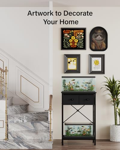 5-10 Gal Fish Tank Stand for Office Home, Metal Aquarium Stand with Drawer | Heavy Metal, Adjustable Feet, Fish Tank Table for Reptile Turtle Breeder Terrarium, Easy Assemble and Clean, 220lbs Capacity