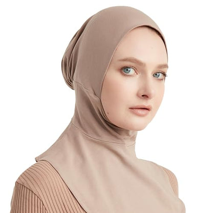 Modefa Women's Premium Cotton Ninja Bonnet - Complete Coverage - One Size Fits Most - For Muslim Women Ninja Undercap Hijab - color: Mink