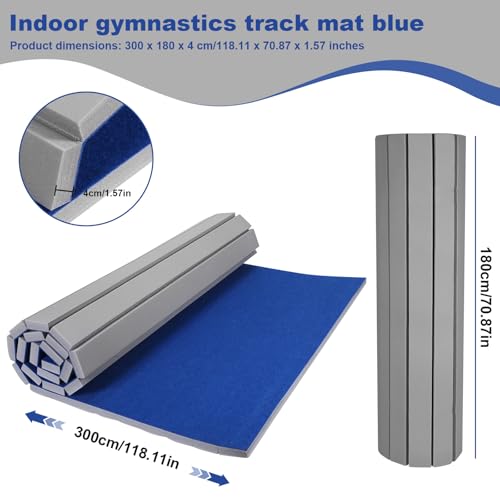 Generic Folding Gymnastics Mat 118.11x70.87x1.57inch Indoor Gymnastics Track Exercise Mat with Grippy Surface for Home Yoga Fitness Pilates Martial Art