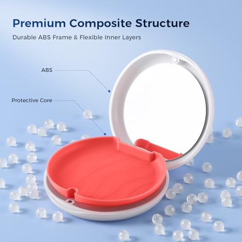 JMU Retainer Case, Slim Aligner Case with Mirror, Magnetic Closure Orthodontic Retainer Box, White - color: White