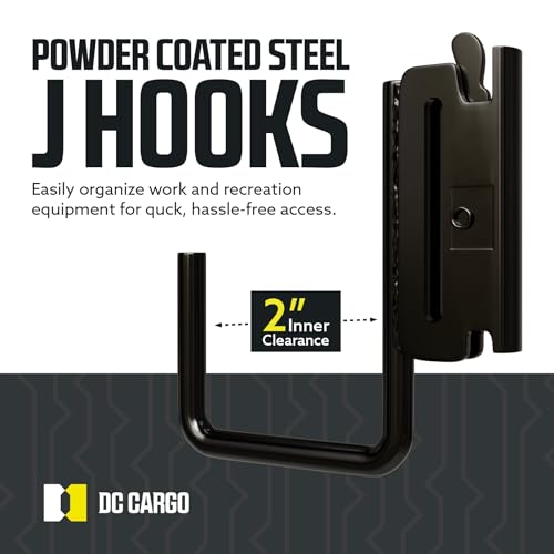 DC Cargo - E Track J Hooks (2" - 8 Pack) - Vertical E Track Accessories - Hanging Hooks for Your ETrack Rail System - Use in Enclosed Trailers, Box Trucks, Vans, Garage, Workshop & Warehouse - size: 2 Inch - 8 Pack