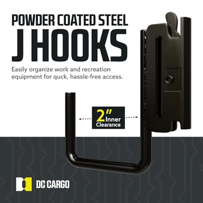 DC Cargo - E Track J Hooks (2" - 8 Pack) - Vertical E Track Accessories - Hanging Hooks for Your ETrack Rail System - Use in Enclosed Trailers, Box Trucks, Vans, Garage, Workshop & Warehouse - size: 2 Inch - 8 Pack