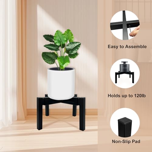 2 Pcs Heavy Duty Adjustable Metal Plant Stand for 10"-16" Plant Pot – Indoor & Outdoor (Black 2 Pack) - color: Mini 2Pcs Black 10-16", style: 3 - Mini