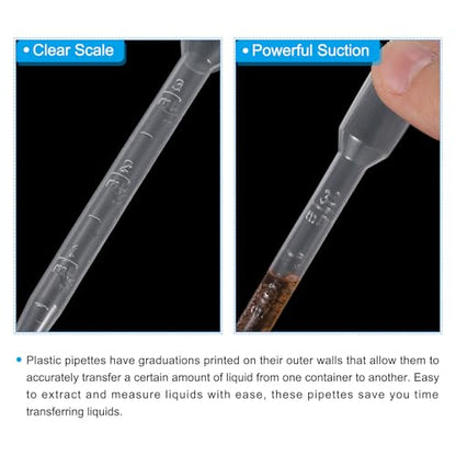 PATIKIL 1ml Pipettes Dropper, 60pcs Plastic Pipettes Disposable Pipette Transfer Pipette Calibrated Plastic Eye Dropper with Scale for Science Laboratory Resin DIY Crafts Art Makeup Oils - size: 1ml