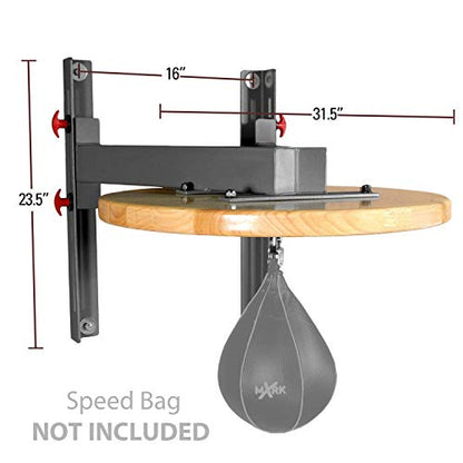 XMARK Adjustable Speed Bag Platform, 24" Wood Drum, Heavy Duty Wall Mount, Pro Swivel, Low Vibration, for Boxing & MMA Home Gym Training