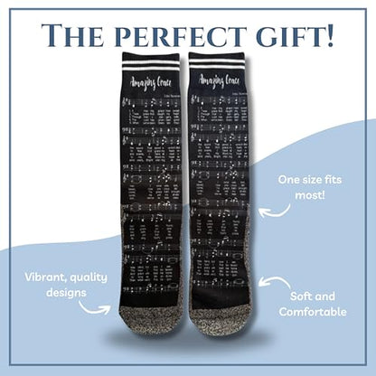 Men's – Christian Crew Socks for Men with Scripture | Moisture-Wicking | Easter Gift Idea - color: Amazing Grace Hymn