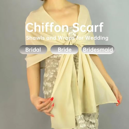 Harewom Chiffon Hijab for Women Sheer Shawl and Wraps for Wedding Bridal Scarves Summer Lightweight Sun-proof Scarf - color: Beige-yellow Chiffon Hijab Shawls Scarves