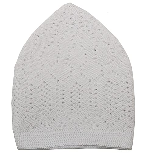 Modefa Turkish Islamic Kufi Takke - Cotton Blend Knit Cap - One Size Fits Most Skullie Beanie Taqiyah - Prayer Cap Muslim Men - color: White