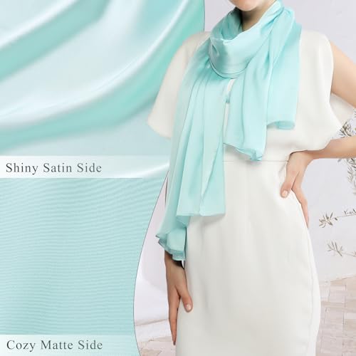 RIIQIICHY Women Shawls and Wraps for Evening Dresses Like Chiffon Silk Scarf Formal Silky Pashmina Shawls for Weddings - color: Turquoise