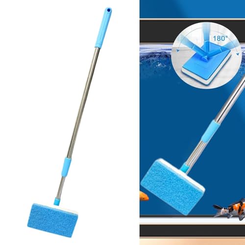 Aquarium Cleaning Brush, Cleaning and Maintenance Tool and Glass with Metal Handle, Suitable for Hard-to-Clean Aquariums, Square