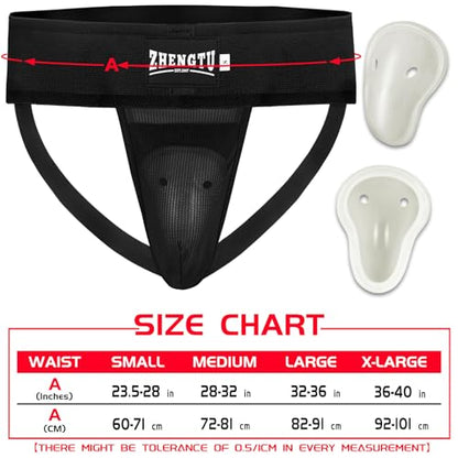 Groin Protector Cup Kickboxing Boxing Muaythai MMA Groin Guard, Jockstrap Karate Training, BJJ Protection, Soccer, Basketball Removable TPE Cup with Silicone Cushioning - color: Black, size: Small