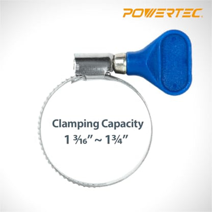 POWERTEC 70247-P3 1-1/2 Inch Key Hose Clamps, Adjustable Stainless Steel Thumb Screw Hose Clamps for Dust Collection, PVC Tubing, Pool Hose Clamp, Pipe Clamp, Worm Gear Clamp, 15 pack - size: 1-1/2 Inch, style: 15 PK