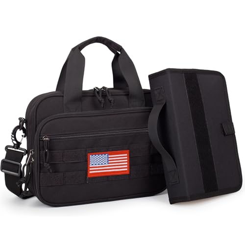 ATRIPACK Tactical Large Bible Cover for Men,Double Layer Bibles Bag With Detachable Book Carrying Case, Covers for Bible Organizer with Zippered Pockets,Church Case with Handle. - color: black