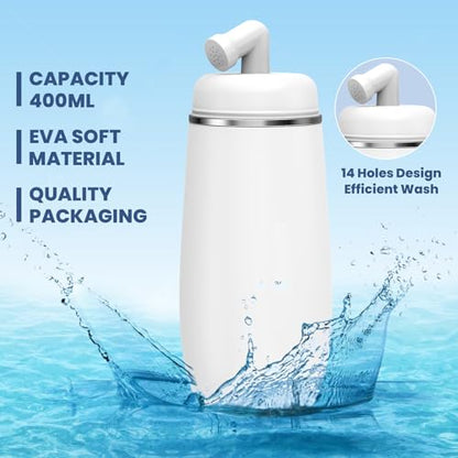 Portable Bidet for Travel, 400ml Peri Bottle, Handheld Personal Hygiene Cleaner, Leakproof & Reusable Wash Bottle for Women & Men (White) - color: White