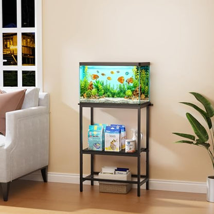 5 & 10 Gallon Fish Tank Stand for Standard Tanks | Fits 5 &10 Gal Standard Tanks for Aquarium, Reptile Terrarium & Turtle Tank, 21.2"L x 11.8"W One-Piece Wooden Tabletop, Black - size: 10 Gallon