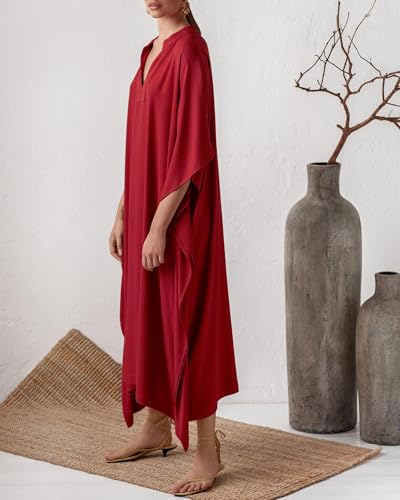 Bsubseach Women Kaftan Dresses Caftan Maxi Dress Swimsuit Cover Up Moomoo - color: B-red