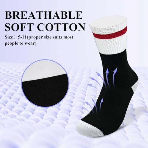 I'm Not Sleeping - Christian Faith Cross Socks Crew Socks, Religious Socks for Adults Teens Prayer, Pastor Gifts - color: Black and White, Red Line